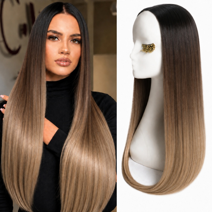 Extensii Front Lace (Semiperuca) DeLuxe Ombre Saten Inchis Blond Aluna Extensii Front Lace (Semiperuca) DeLuxe Ombre Saten Inchis Blond Aluna